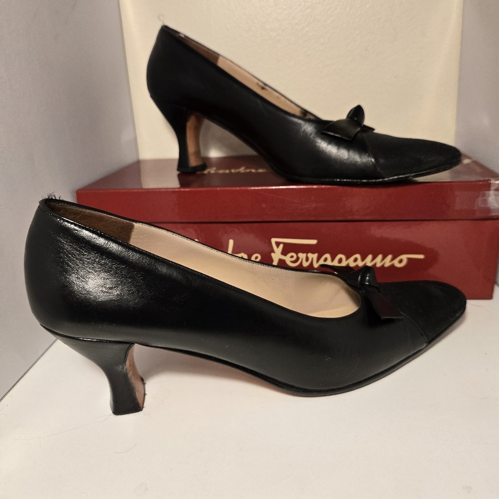 Salvatore Ferragamo Black Leather Heels